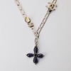 Chanel, Dark Blue Crystal Cross Pendant Necklace