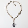 Chanel, Dark Blue Crystal Cross Pendant Necklace - 2