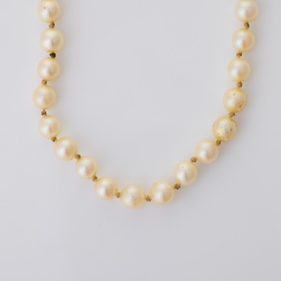 Mikimoto, 44cm Semi-round Akoya Pearl Necklace with Silver Clasp