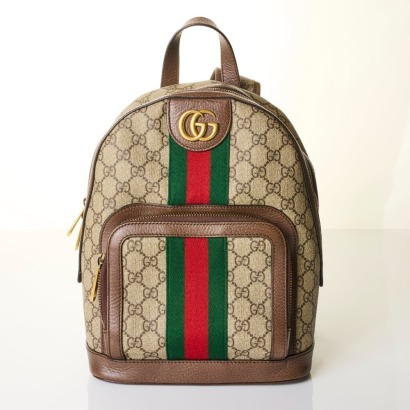 Gucci, Beige / Brown GG Supreme Ophidia Backpack