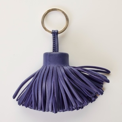 Herm&egrave;s, Blue Lambskin Carmen Key Ring