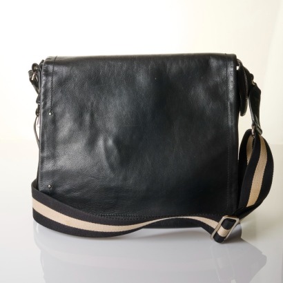 Bally, Black Leather Messenger Bag