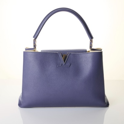 Louis Vuitton, Blue Taurillion Capacine, Size MM