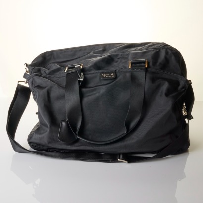 Agnes b, Black Nylon / Leather Duffle Bag