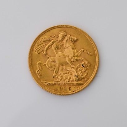 22ct Yellow Gold, 1915 Sovereign Coin