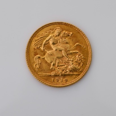 22ct Yellow Gold, 1914 Half Sovereign Coin