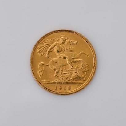 22ct Yellow Gold, 1915 Half Sovereign Coin