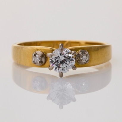 18ct Yellow Gold, 0.02ct Diamond Solitaire Ring