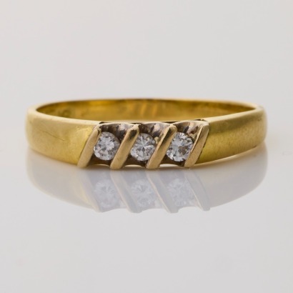 18ct Yellow Gold, 0.10ct Diamond Three Stone Ring