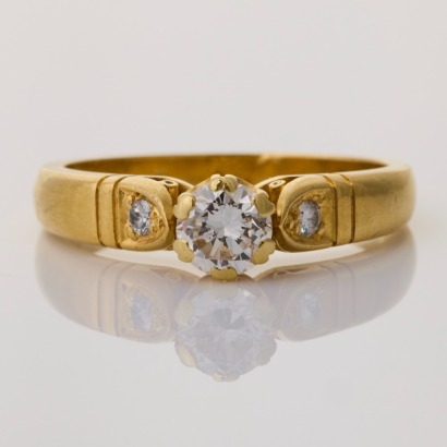 18ct Yellow Gold, Vintage, 0.45ct / 0.03ct Diamond Ring