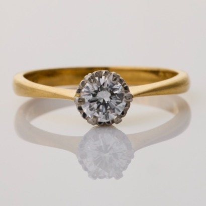 18ct Yellow Gold / Platinum, Vintage, 0.40ct Diamond Ring