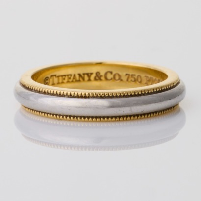 Tiffany & Co, Platinum /1 8ct Yellow Gold, 'Together Collection' Millgrain Band