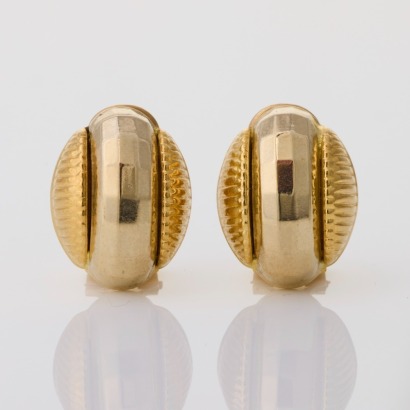 18ct Yellow / White Gold, Hollow Clip-on Earrings