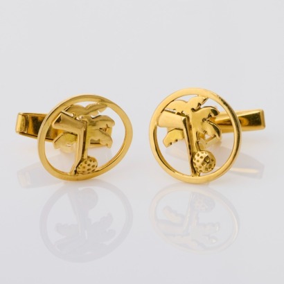 18ct Yellow Gold, Palm Tree / Golf Ball Cufflinks