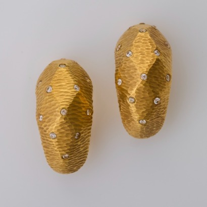 18ct Yellow Gold, Clear Stone Clip-on Earrings