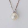 Tiffany & Co, 18ct White Gold, Akoya Pearl / .05ct Diamond Pendant with 41cm Chain