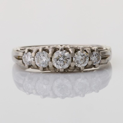 The Village Goldsmith, Platinum, 0.88ct Diamond Five Stone Ring