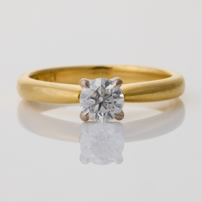 18ct Yellow Gold, NZ Made, 0.50ct Diamond Solitaire Ring