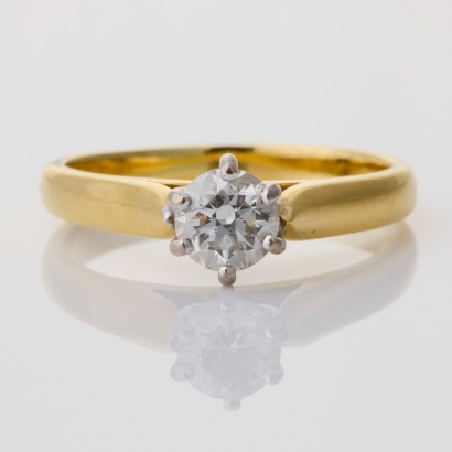 18ct Yellow / White Gold, 0.51ct Diamond Solitaire Ring, GIA certified