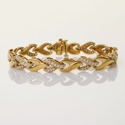 10ct Yellow Gold, 2.10ct Fancy Link, Diamond set Bracelet