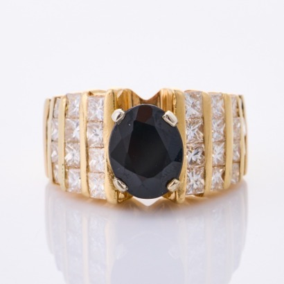 14ct Yellow Gold, 2.47ct Sapphire / 1.50ct Diamond Ring