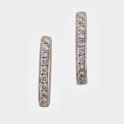 18ct White Gold, 0.22ct Diamond Huggie Earrings