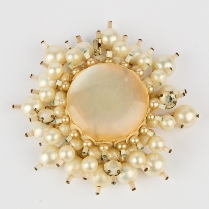 A White Vintage Handmade Wartime Costume Jewellery Brooch