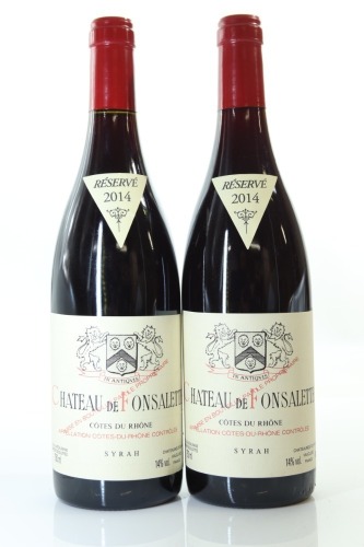 (2) 2014 Chateau de Fonsalette Cotes du Rhone Cuvee Syrah Reserve