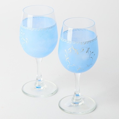 A Pair of Hand-Painted Goblets by Dawn Sawers