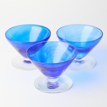 A Trio of Art Glass Dessert Bowls