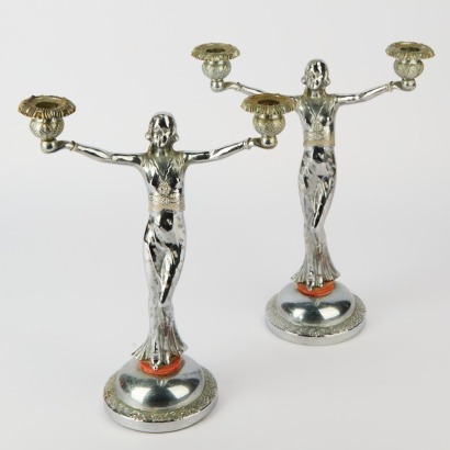 A Pair of Art Deco Candle Holders