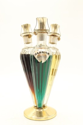(1) Garnier Flacon Trio Liqueurs (Creme de Menthe, Liqueur d'OR & Abricotine), France, Circa. 1960's