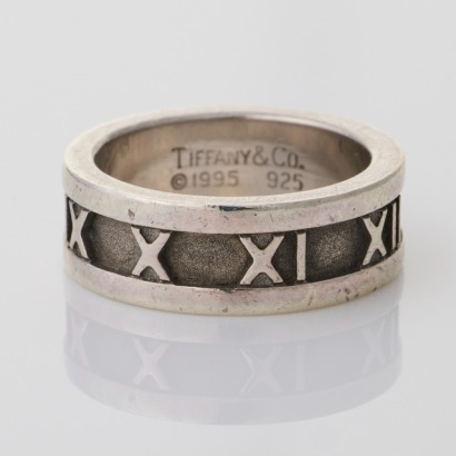 Sterling Silver, Tiffany & Co, Atlas Ring with Box, Size H 1/2
