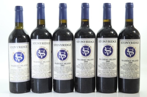 (1) 2001-2006 Stonyridge Vineyard Larose Vertical Collection, Waiheke Island, 6 Bottles Sold as One Lot