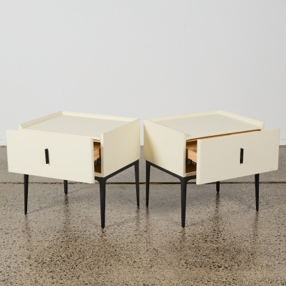 A Pair of White Contemporary Bedside Cabinets