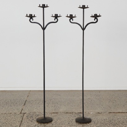 A Pair of Floor Standing Brutalist Candelabras