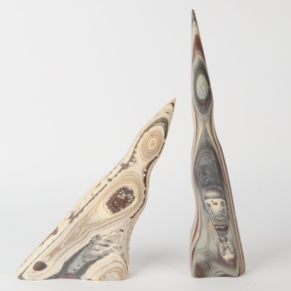 A Pair of Banded Stone Birds