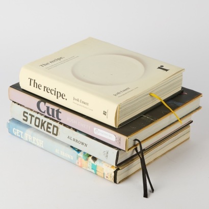 A Collection of four Cookbooks Josh Emett The Recipe and Cut. Al Brown Stoked and Get Fresh
