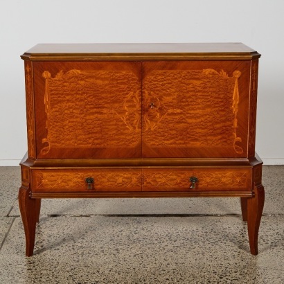 A Romanian Inlaid Marquetry Cabinet
