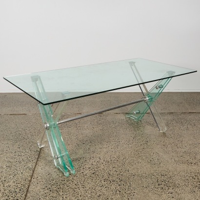 A Bauhaus Lucite and Glass Table
