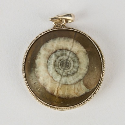 A Vintage Sterling Silver Mounted Ammonite