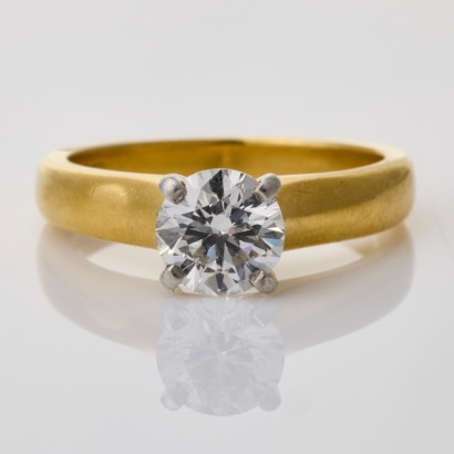 18ct Yellow Gold / Platinum, 0.93ct Diamond Solitaire Ring, GIA certified