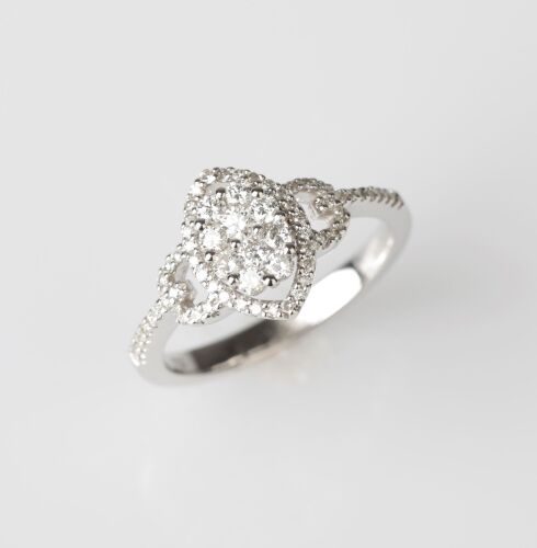 18ct White Gold Navette Diamond Cluster Ring