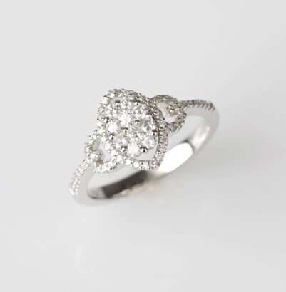 18ct White Gold Navette Diamond Cluster Ring