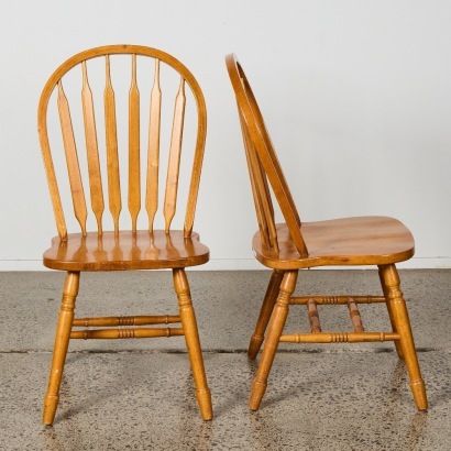 A Pair of Solid Oak Peacock Chairs by Early Settler