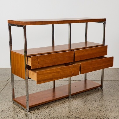 A Walnut & Chrome Shelf Unit
