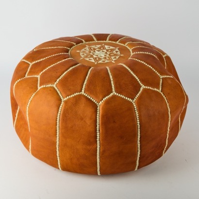 A Vintage Moroccan Leather Pouffe