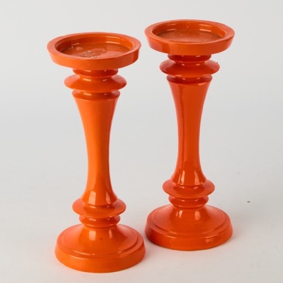A Pair of Orange Candle Holders