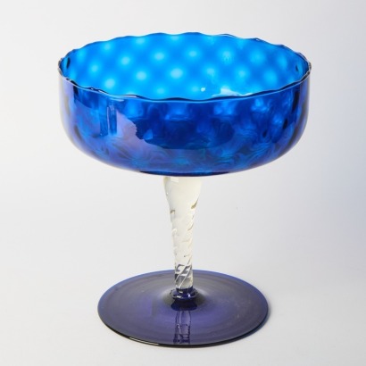 An Italian Glass Tall Cobalt Blue Compote Bowl