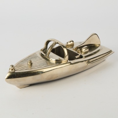 A Vintage Chrome Model Chris-Craft Speedboat
